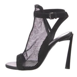 Lanvin Mesh Slingback Sandals Black